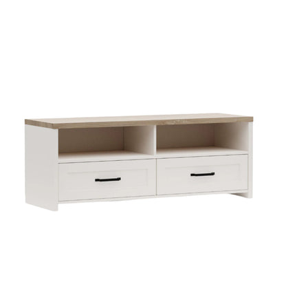 Έπιπλο TV Verne 137.9x45x52.1 Λευκό-Φυσικός Δρυς