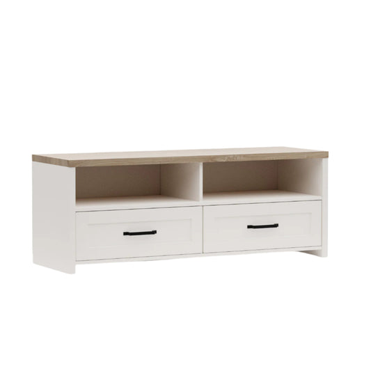 Έπιπλο TV Verne 137.9x45x52.1 Λευκό-Φυσικός Δρυς