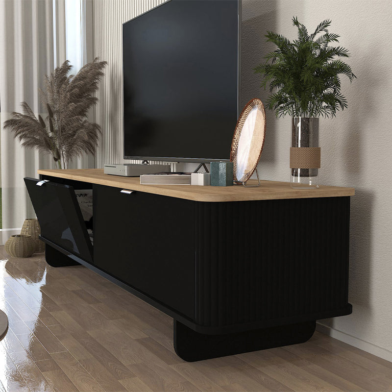 Έπιπλο Τηλεόρασης Bohema Χρώμα Μαύρο - Sepet Oak 180x47x45,6