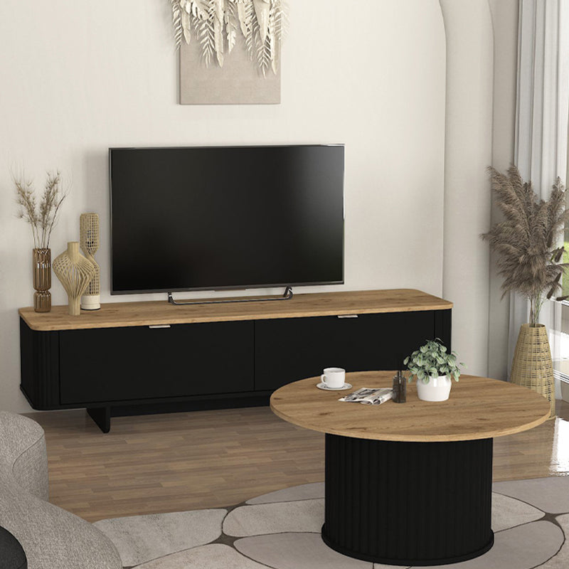 Έπιπλο Τηλεόρασης Bohema Χρώμα Μαύρο - Sepet Oak 180x47x45,6