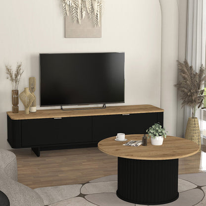 Έπιπλο Τηλεόρασης Bohema Χρώμα Μαύρο - Sepet Oak 180x47x45,6