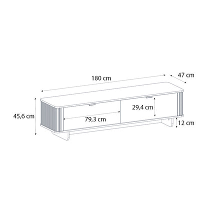 Έπιπλο Τηλεόρασης Bohema Χρώμα Μαύρο - Sepet Oak 180x47x45,6