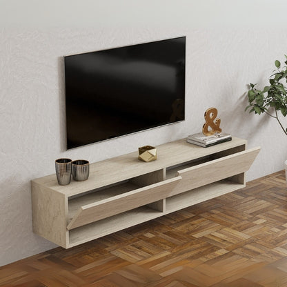 Έπιπλο Τηλεόρασης Επιτοίχιο Arges Χρώμα Travertine 140x29,6x30