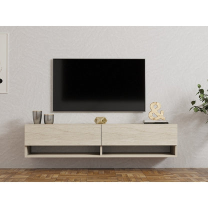 Έπιπλο Τηλεόρασης Επιτοίχιο Arges Χρώμα Travertine 140x29,6x30