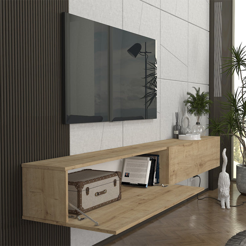 Έπιπλο Τηλεόρασης Επιτοίχιο Espanse Χρώμα Sapphire Oak 241,8x31,7x30
