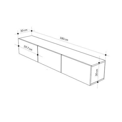 Έπιπλο Τηλεόρασης Επιτοίχιο Francy Χρώμα Sandstone 180x30x30