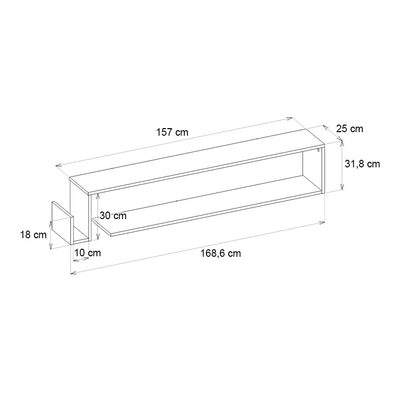 Έπιπλο Τηλεόρασης Επιτοίχιο Regnar Χρώμα Rebab 168,6x25x31,8