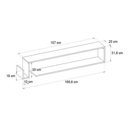 Έπιπλο Τηλεόρασης Επιτοίχιο Regnar Χρώμα Rebab 168,6x25x31,8