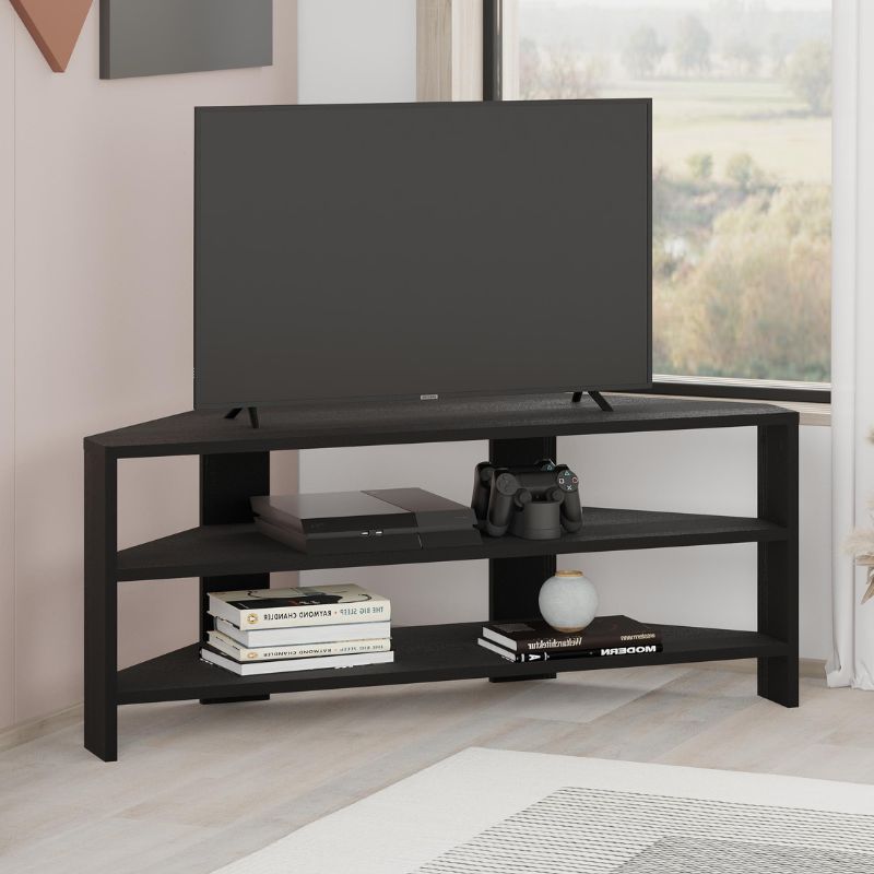 Έπιπλο Τηλεόρασης Γωνιακό Thales Χρώμα Black Wood 110x36x45