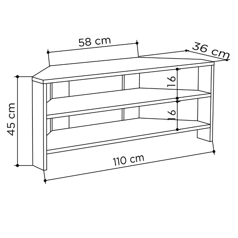 Έπιπλο Τηλεόρασης Γωνιακό Thales Χρώμα Black Wood 110x36x45