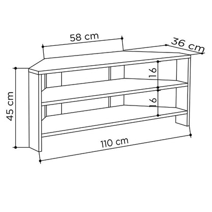 Έπιπλο Τηλεόρασης Γωνιακό Thales Χρώμα Black Wood 110x36x45