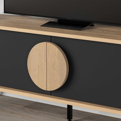 Έπιπλο Τηλεόρασης Gora Χρώμα Sapphire Oak - Silky Black 140x35,6x51
