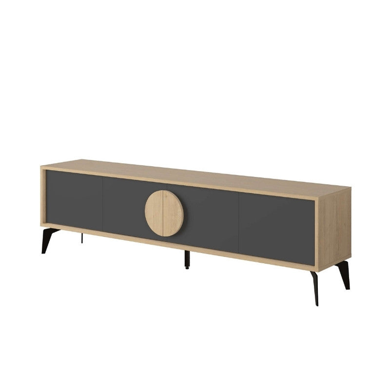Έπιπλο Τηλεόρασης Gora Χρώμα Sapphire Oak - Silky Black 180x35,6x51