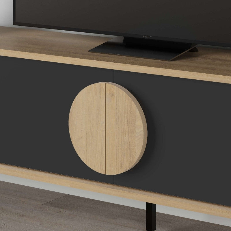 Έπιπλο Τηλεόρασης Gora Χρώμα Sapphire Oak - Silky Black 180x35,6x51
