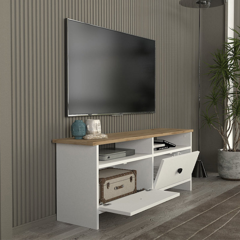 Έπιπλο Τηλεόρασης Gradias Χρώμα Λευκό - Sapphire Oak 120x29,6x46,8