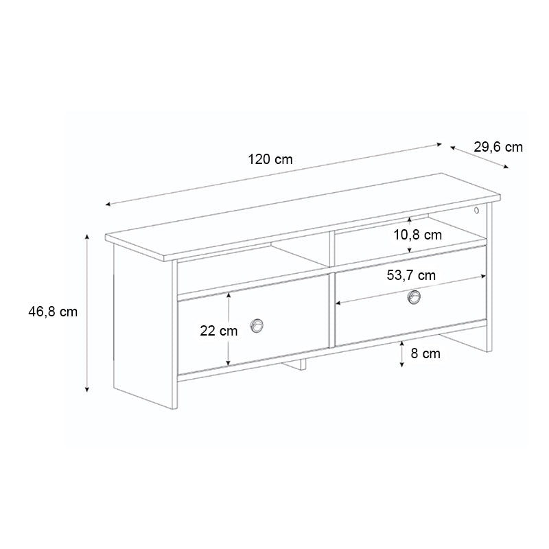Έπιπλο Τηλεόρασης Gradias Χρώμα Λευκό - Sapphire Oak 120x29,6x46,8
