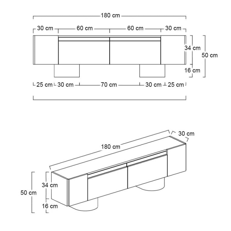 Έπιπλο Τηλεόρασης Haven Χρώμα Ανθρακί 180x30x50