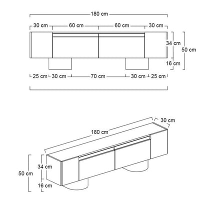 Έπιπλο Τηλεόρασης Haven Χρώμα Ανθρακί 180x30x50