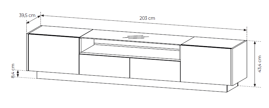 Έπιπλο Τηλεόρασης Hori Μπεζ Ανοιχτό 203x39x43