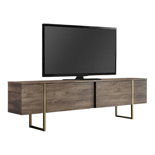 Έπιπλο Τηλεόρασης Luxe Χρώμα Καρυδί - Χρυσό 180x30x50