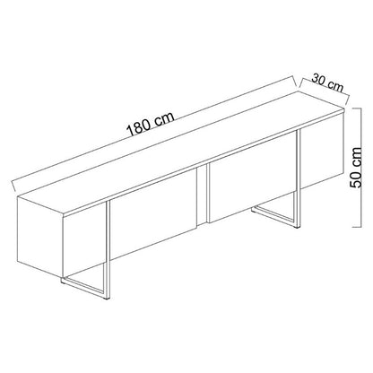 Έπιπλο Τηλεόρασης Luxe Χρώμα Καρυδί - Χρυσό 180x30x50
