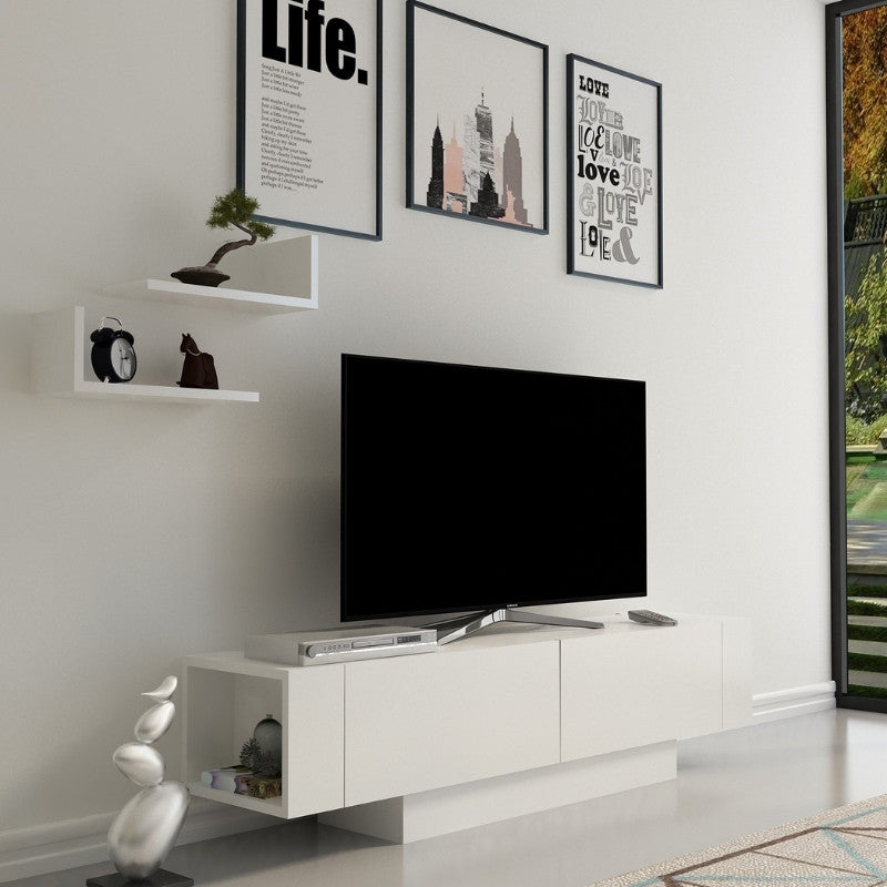 Έπιπλο Τηλεόρασης Matera Χρώμα Λευκό 150x31,5x41,6