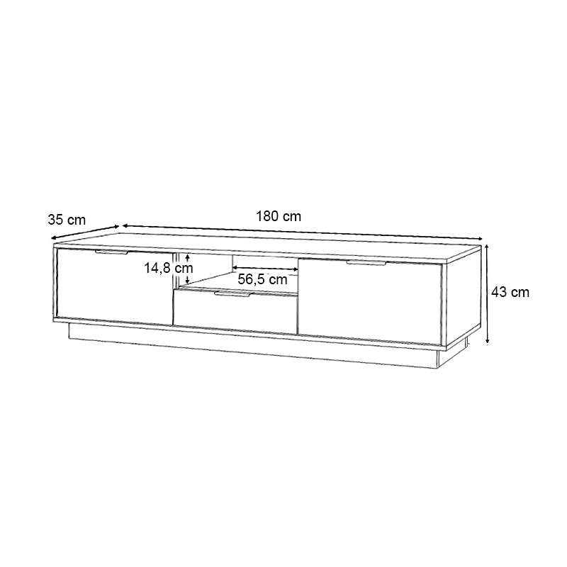 Έπιπλο Τηλεόρασης Mensa Χρώμα Καρυδί 180x35x43