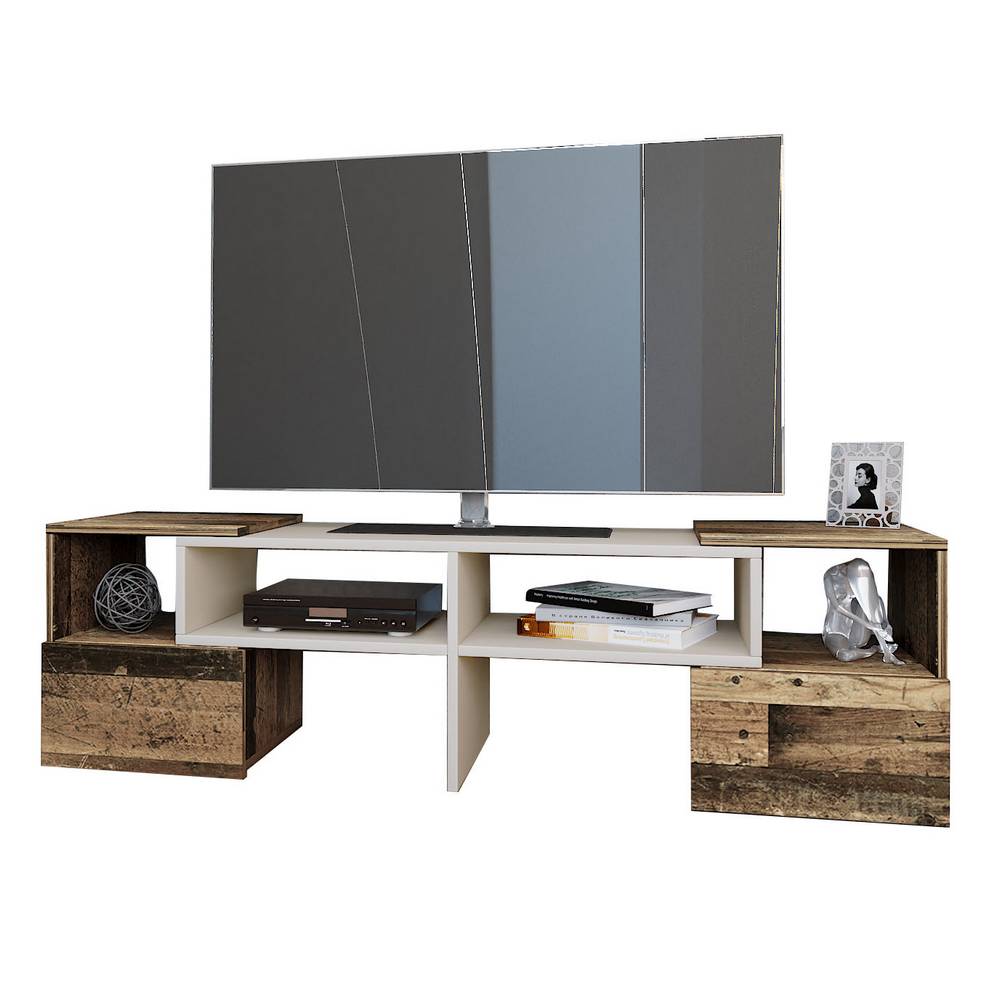 Έπιπλο Τηλεόρασης Orne Καφέ με Λευκό 141x32x39