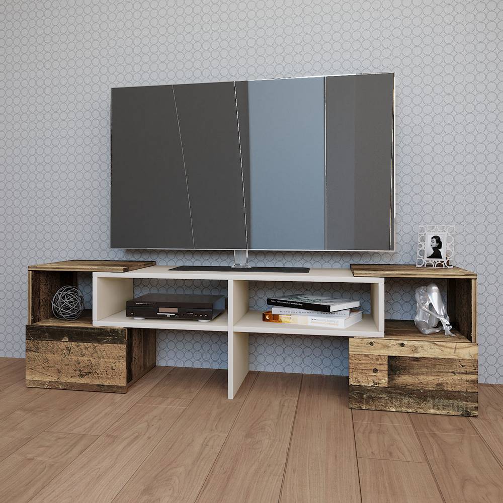 Έπιπλο Τηλεόρασης Orne Καφέ με Λευκό 141x32x39