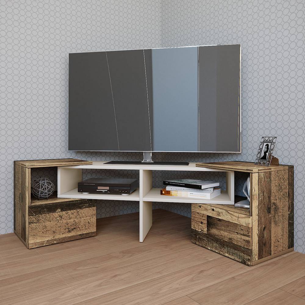 Έπιπλο Τηλεόρασης Orne Καφέ με Λευκό 141x32x39