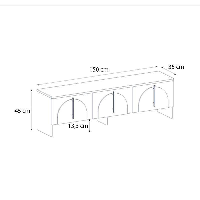 Έπιπλο Τηλεόρασης Rebel Χρώμα Rota Oak - Sandstone 150x35x45