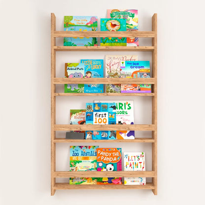 Επιτοίχια Βιβλιοθήκη - Ραφιέρα Montessori από Μελαμίνη Χρώμα Pine Oak 70x10x120