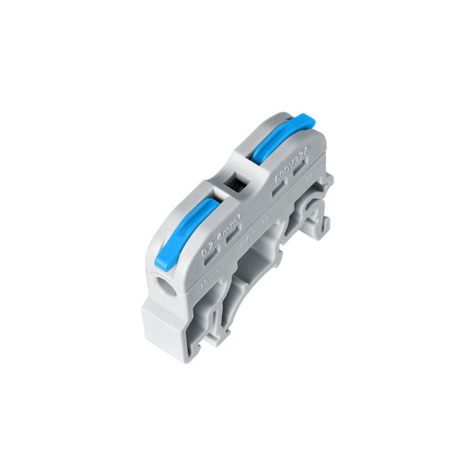 FAST-CONNECT 69903 Μονή Κλέμα Ράγας Ταχείας Σύνδεσης & Διακλάδωσης Καλωδίων για Ηλεκτρολογικούς Πίνακες - 1 x Είσοδος & 1 x Έξοδος με Συμβατή Διατομή Καλωδίων 0.2mm² έως 4mm² - 600V 32A Max - Μ4.5 x Π1 x Υ3.2cm - Γκρι & Μπλε - Πακέτο 10 Τεμαχίων