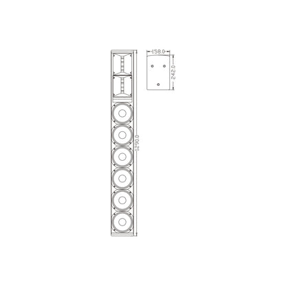 FDB K806 98027 PA Speaker - Παθητικό Ηχείο Column Κολωνάτο Επιτοίχιο & Επιδαπέδιο 6Ω - 480W RMS (1920W Peak) - 6 x 6" Inches Mid & 2 x 1.7" Inches HF - IP20 - Μαύρο - Μ15.8 x Π24.2 x Υ129