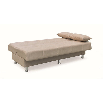 FELINA LIGHT BROWN ΥΦΑΣΜΑ 3ΘΕΣΙΟΣ ΚΑΝΑΠΕΣ/ΚΡΕΒΑΤΙ ΜΕ ΑΠΟΘ. ΧΩΡΟ 182x90x80