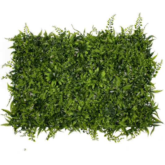 FERN 78402 Τεχνητό Πάνελ Φυλλωσιάς / Κάθετος Κήπος Νάνος Φτέρη, Νάνος Κισσός & Νάνος Δάφνη - Πράσινο - Μ60 x Π9 x Υ40