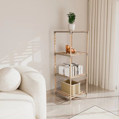 Ραφιέρα Δαπέδου Ξύλινη - Πλαστική Χρώμα Φυσικό - Μπεζ 41x33x113