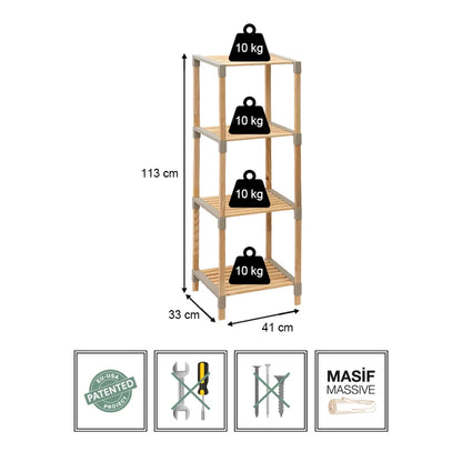 Ραφιέρα Δαπέδου Ξύλινη - Πλαστική Χρώμα Φυσικό - Μπεζ 41x33x113