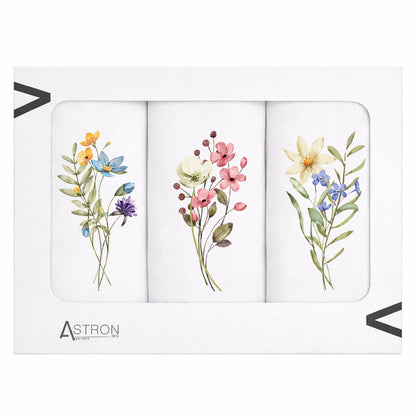 Ποτηρόπανα Κουζίνας Flowers Σετ 3 Τμχ