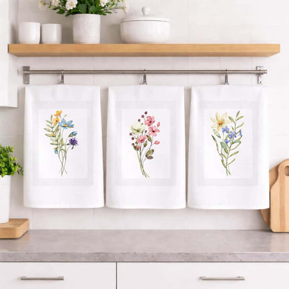 Ποτηρόπανα Κουζίνας Flowers Σετ 3 Τμχ