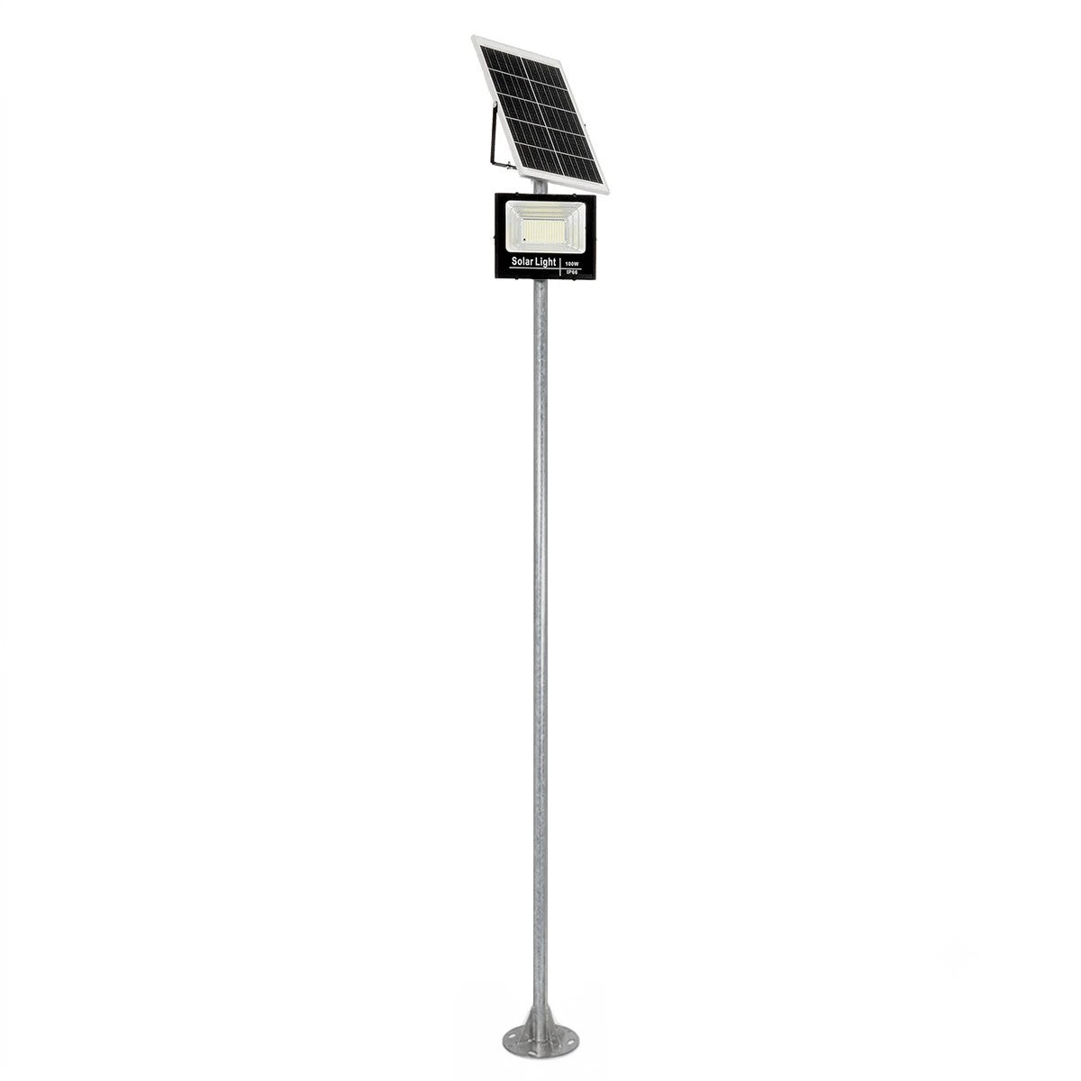 HELIOS-280 GLB-000-0001 Galvanized Metal Lighting Pole for Outdoor Photovoltaic Floodlight - Silver Galvanized - L35 × W25 × H280