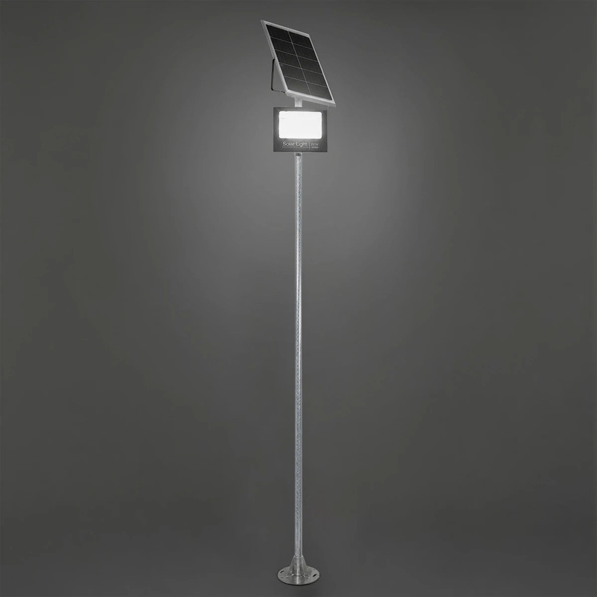 HELIOS-280 GLB-000-0001 Galvanized Metal Lighting Pole for Outdoor Photovoltaic Floodlight - Silver Galvanized - L35 × W25 × H280