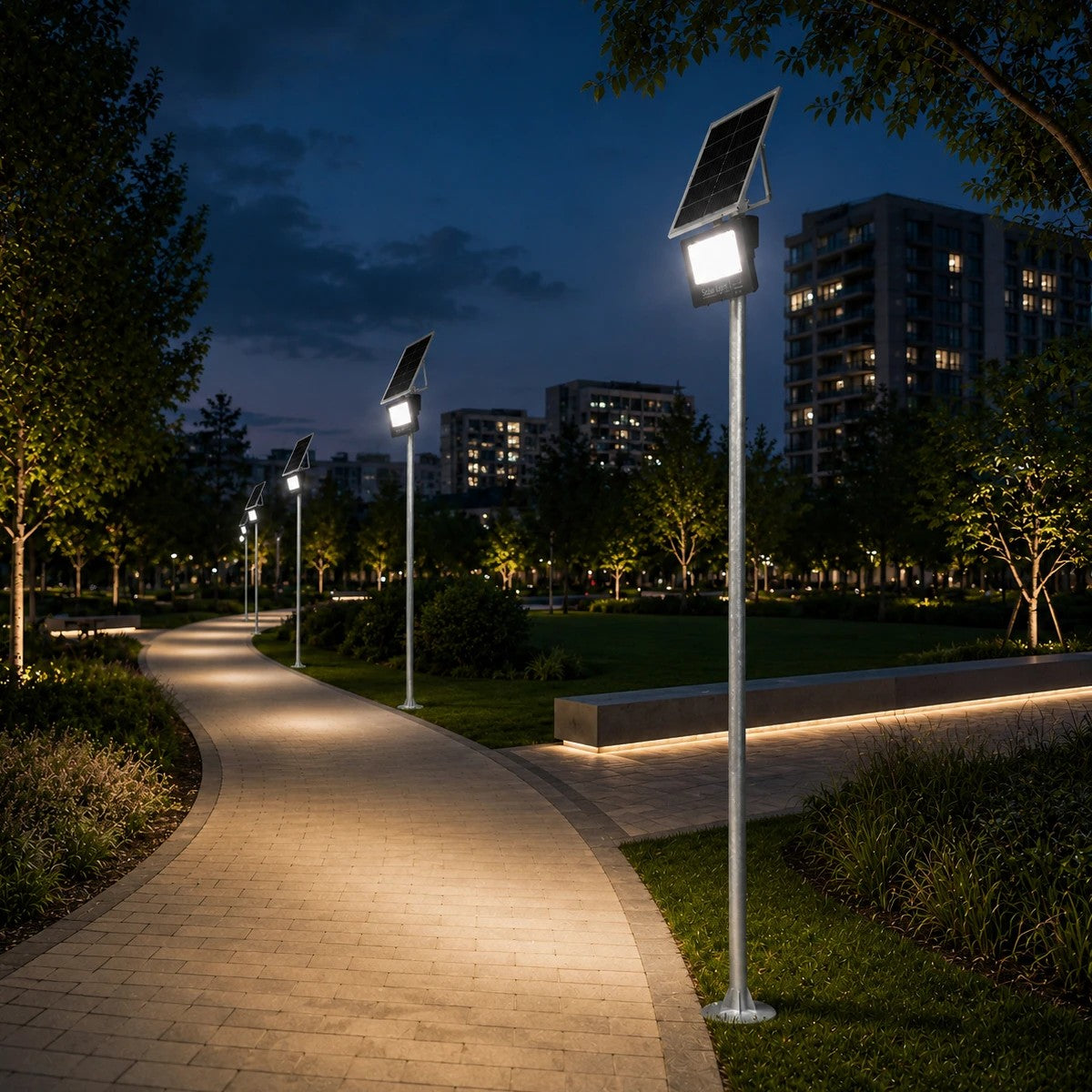 HELIOS-280 GLB-000-0001 Galvanized Metal Lighting Pole for Outdoor Photovoltaic Floodlight - Silver Galvanized - L35 × W25 × H280