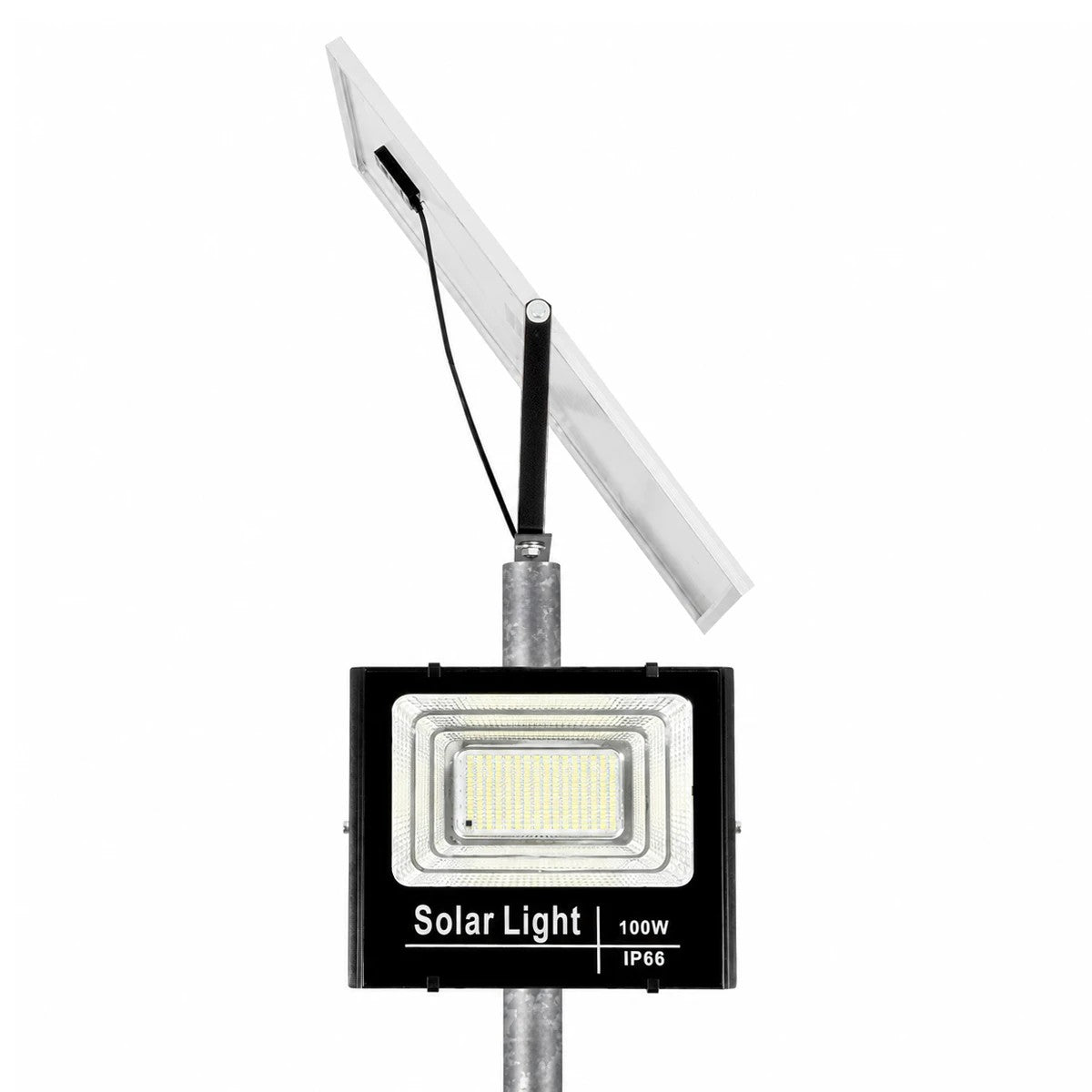 HELIOS-280 GLB-000-0001 Galvanized Metal Lighting Pole for Outdoor Photovoltaic Floodlight - Silver Galvanized - L35 × W25 × H280