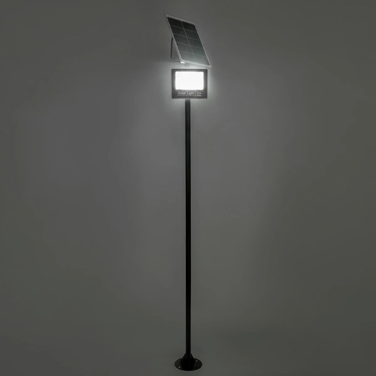 HELIOS-280 GLB-000-0002 Galvanized Steel Lighting Pole for Outdoor Solar Floodlight - RAL 9005 Matte Black - L35 × W25 × H280