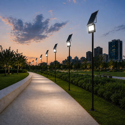 HELIOS-280 GLB-000-0002 Galvanized Steel Lighting Pole for Outdoor Solar Floodlight - RAL 9005 Matte Black - L35 × W25 × H280