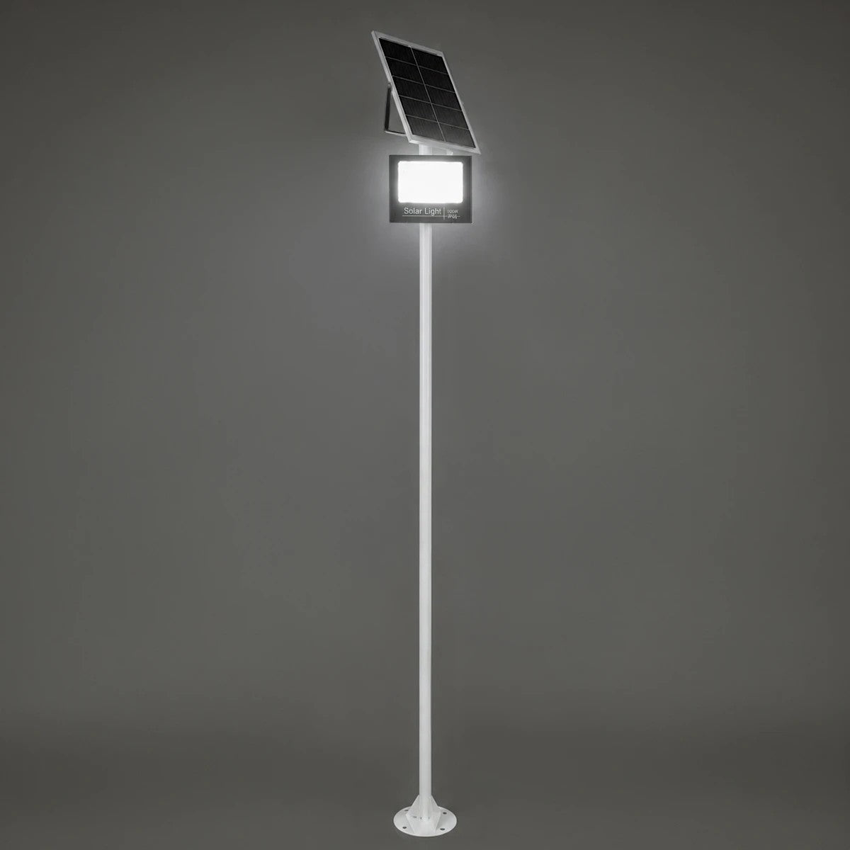HELIOS-280 GLB-000-0004 Galvanized Metal Lighting Pole for Outdoor Photovoltaic Projector - RAL 9016 Matte White - L35 × W25 × H280