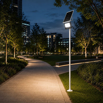 HELIOS-280 GLB-000-0004 Galvanized Metal Lighting Pole for Outdoor Photovoltaic Projector - RAL 9016 Matte White - L35 × W25 × H280