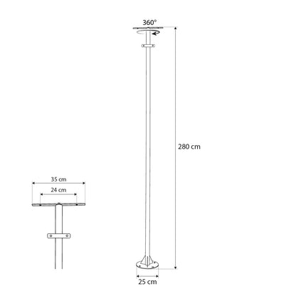 HELIOS-280 GLB-000-0006 Metal Galvanized Lighting Pole for Outdoor Photovoltaic Projector - RAL 6009 Cypress Matt - L35 × W25 × H280