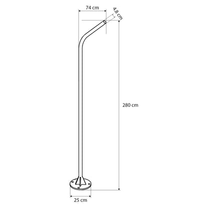 URBANO-280 GLB-000-0009 Galvanized Steel Lighting Pole for Outdoor Solar Street Light - RAL 7016 Anthracite Grey - L84 x W25 x H280